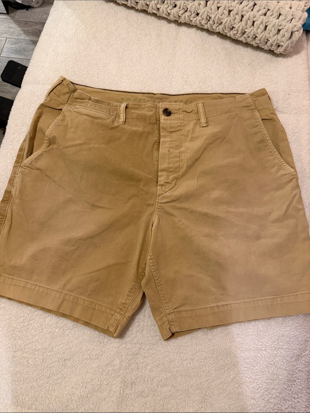 American Eagle Outfitters Khaki/Tan Flat-Front Men's Shorts
